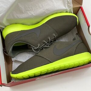 Nike Roshe Run Gray and Neon Green Sneakers